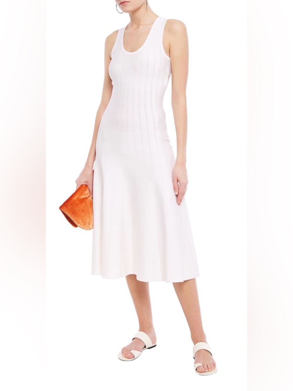 CASASOLA
Ribbed Stretch-Knit black Midi Dress with Pleating, Size 42